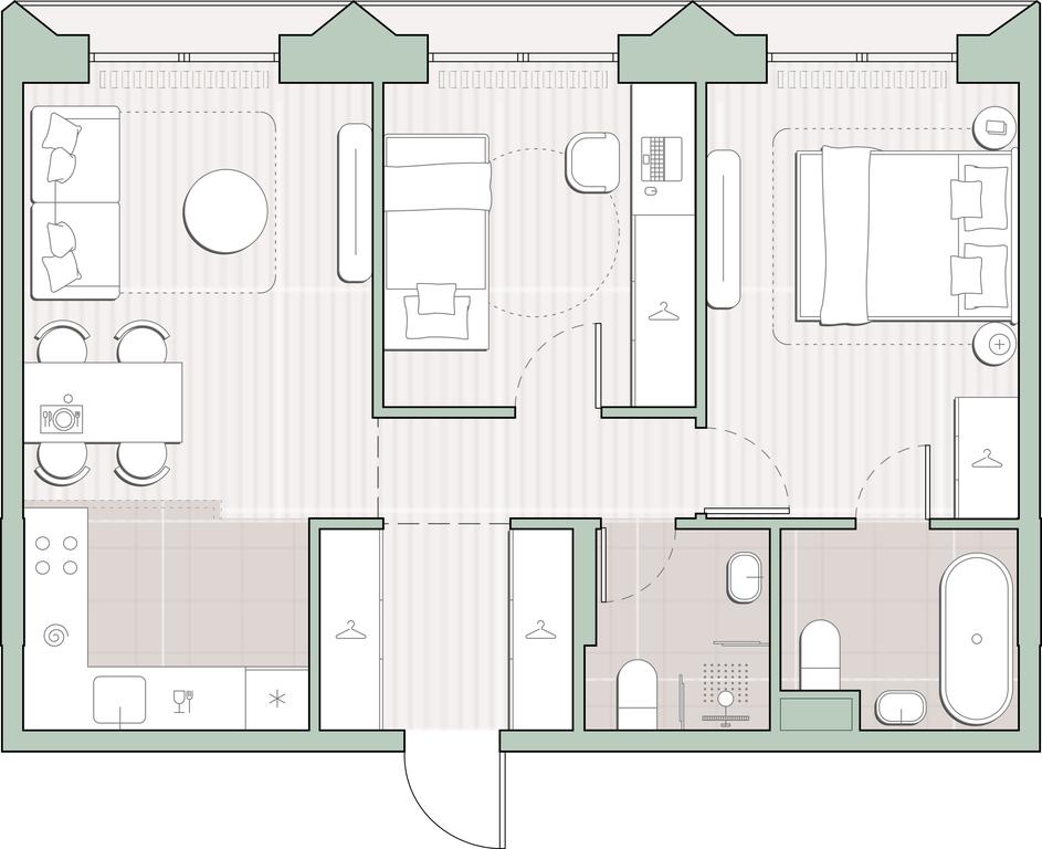 2-BD Apartment Sale, 54.7平方米 at Sreda na Lobachevskogo, Ochakovskoye Highway, Moscow, Russia #1