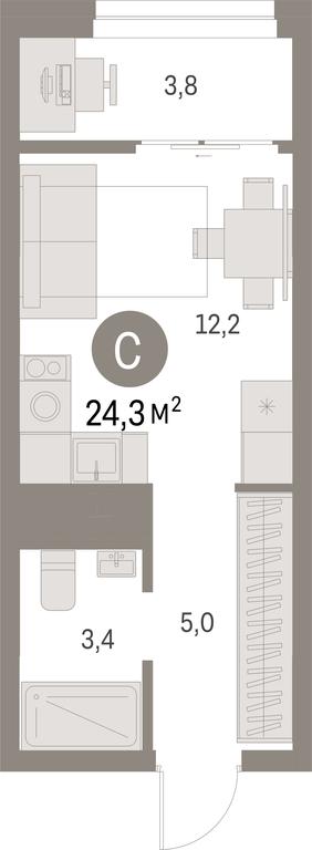 Apartment Sale, 24.3 sq. m. at Pervy kvartal, Kalinovaya ulitsa, derevnya Sapronovo, Leninskiy City District, Moscow Region, Russia #1