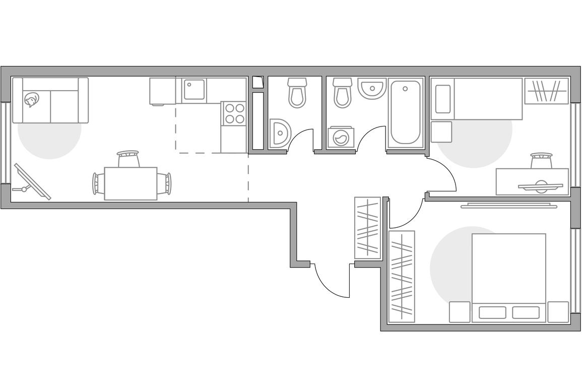 3-BD Apartment Sale, 57.79平方米 at BeLuck Kolomenskoe, Kashirskoye Highway, Moscow, Russia #1