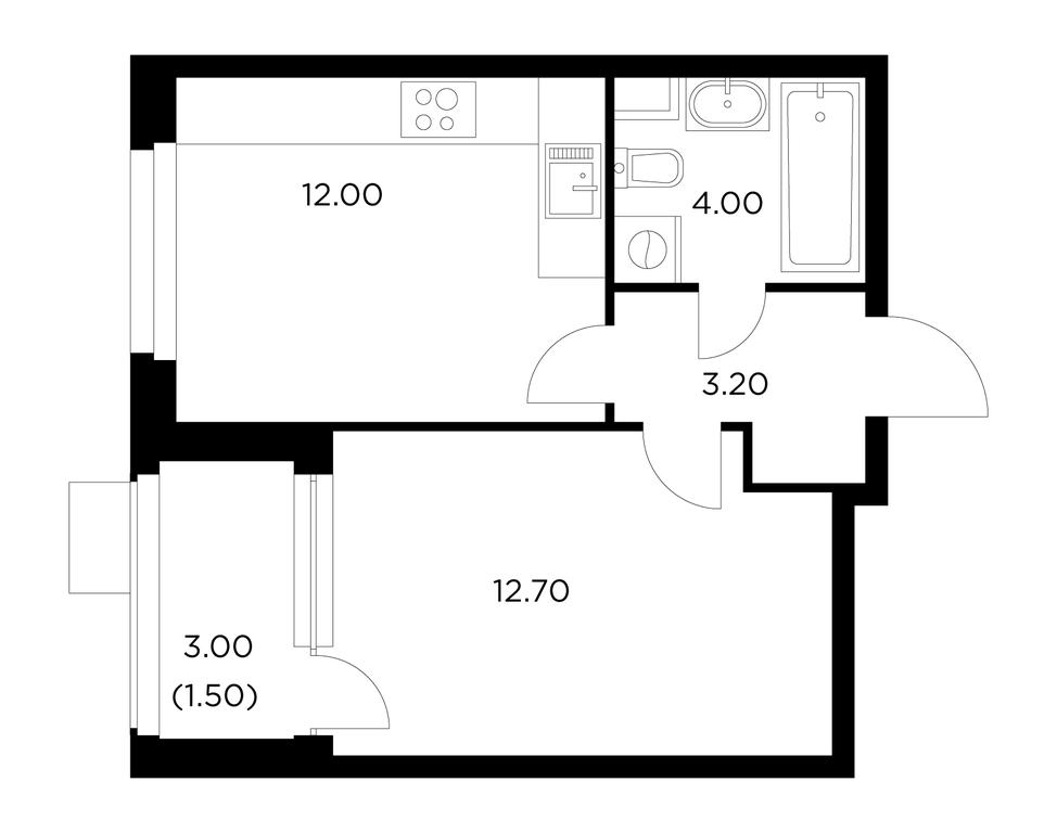 1-BD Apartment Sale, 33.4平方米 at Novoe Medvedkovo, Novoe Medvedkovo Residential Complex, mikrorayon 17A, Mytischi, Moscow Region, Russia #1