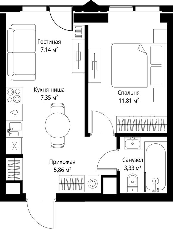 1-BD Apartment Sale, 35.49 sq. m. at Jois, 3rd Silikatny Drive, 10, Moscow, Russia #2