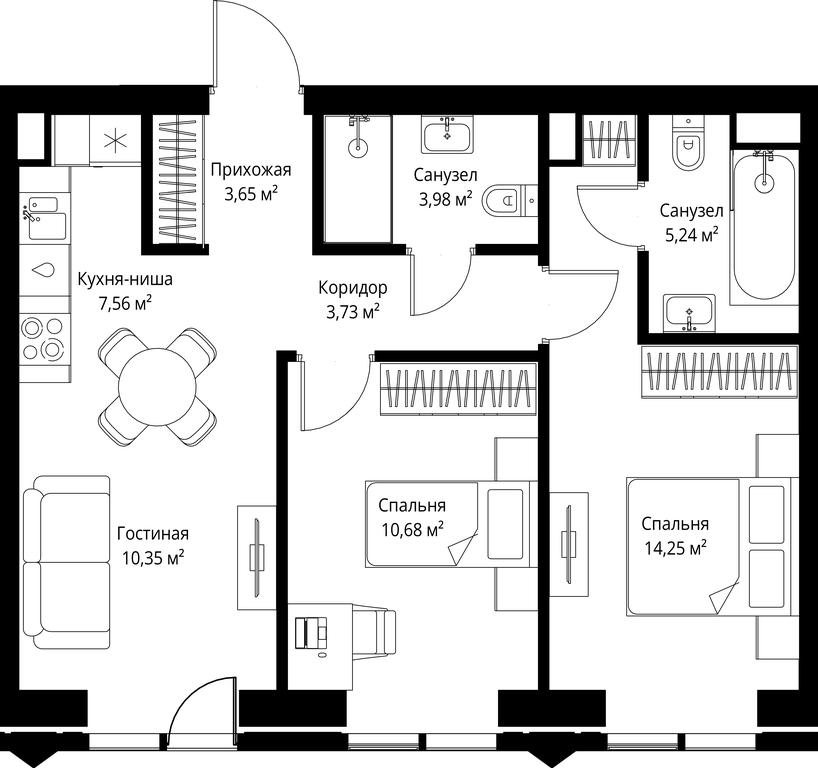 2-BD Apartment Sale, 59.44 sq. m. at Jois, 3rd Silikatny Drive, 10, Moscow, Russia #2