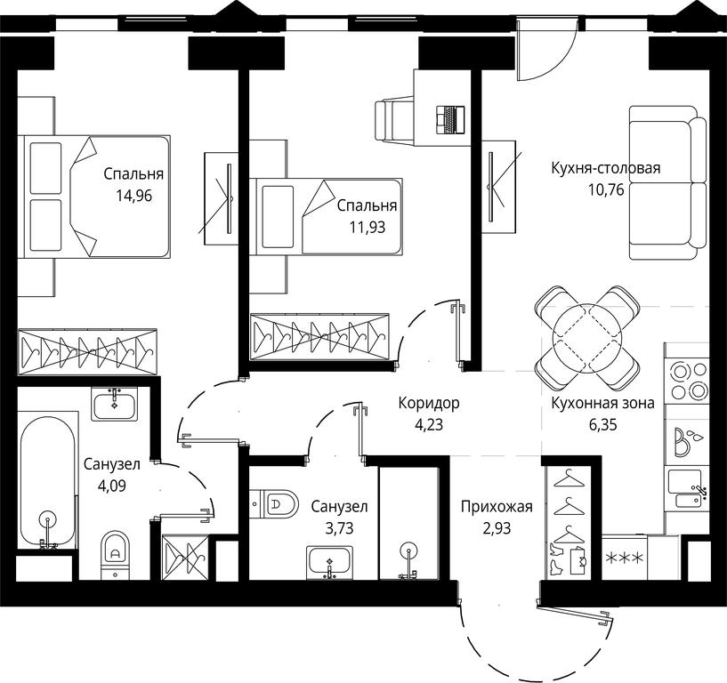 2-BD Apartment Sale, 59.44 sq. m. at Jois, 3rd Silikatny Drive, 10, Moscow, Russia #1