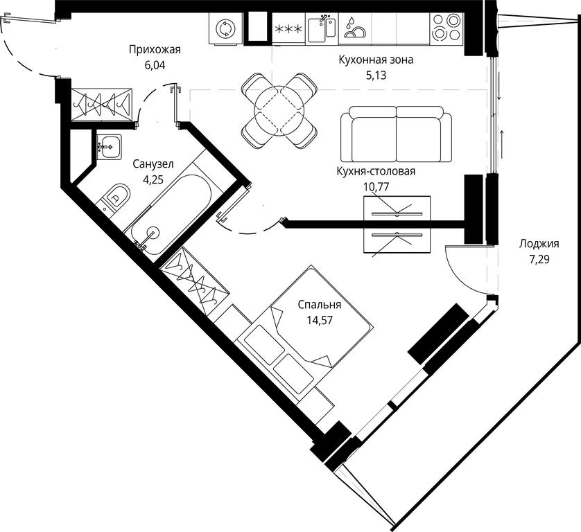 1-BD Apartment Sale, 48.56 sq. m. at Jois, 3rd Silikatny Drive, 10, Moscow, Russia #1