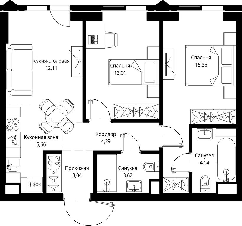2-BD Apartment Sale, 60.76 sq. m. at Jois, 3rd Silikatny Drive, 10, Moscow, Russia #1 2-BD Apartment Sale, 60.76 sq. m. at Jois, 3rd Silikatny Drive, 10, Moscow, Russia #1
