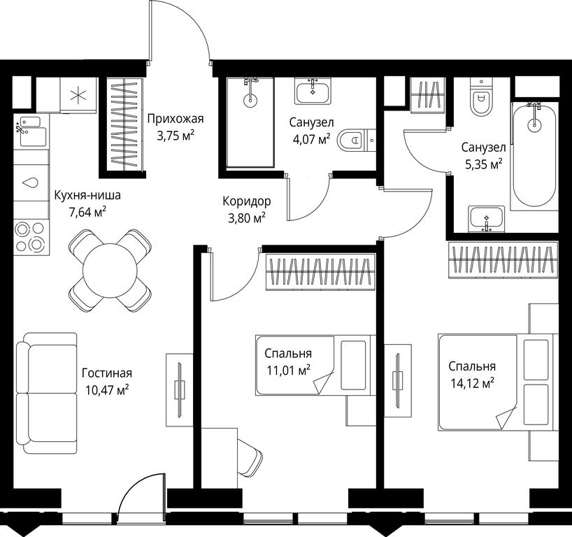 2-BD Apartment Sale, 60.21 sq. m. at Jois, 3rd Silikatny Drive, 10, Moscow, Russia #2 2-BD Apartment Sale, 60.21 sq. m. at Jois, 3rd Silikatny Drive, 10, Moscow, Russia #2