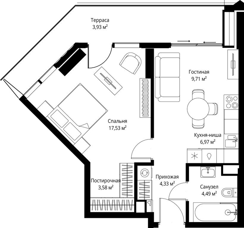1-BD Apartment Sale, 50.54 sq. m. at Jois, 3rd Silikatny Drive, 10, Moscow, Russia #2