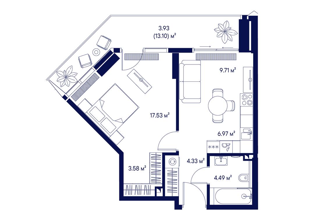 1-BD Apartment Sale, 50.54 sq. m. at Jois, 3rd Silikatny Drive, 10, Moscow, Russia #1
