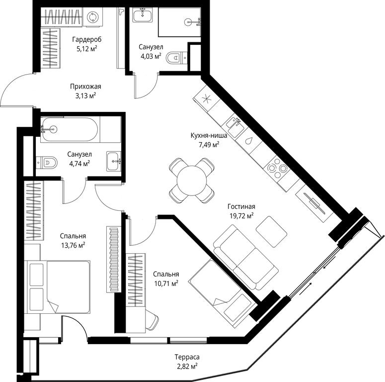 2-BD Apartment Sale, 71.52 sq. m. at Jois, 3rd Silikatny Drive, 10, Moscow, Russia #2 2-BD Apartment Sale, 71.52 sq. m. at Jois, 3rd Silikatny Drive, 10, Moscow, Russia #2