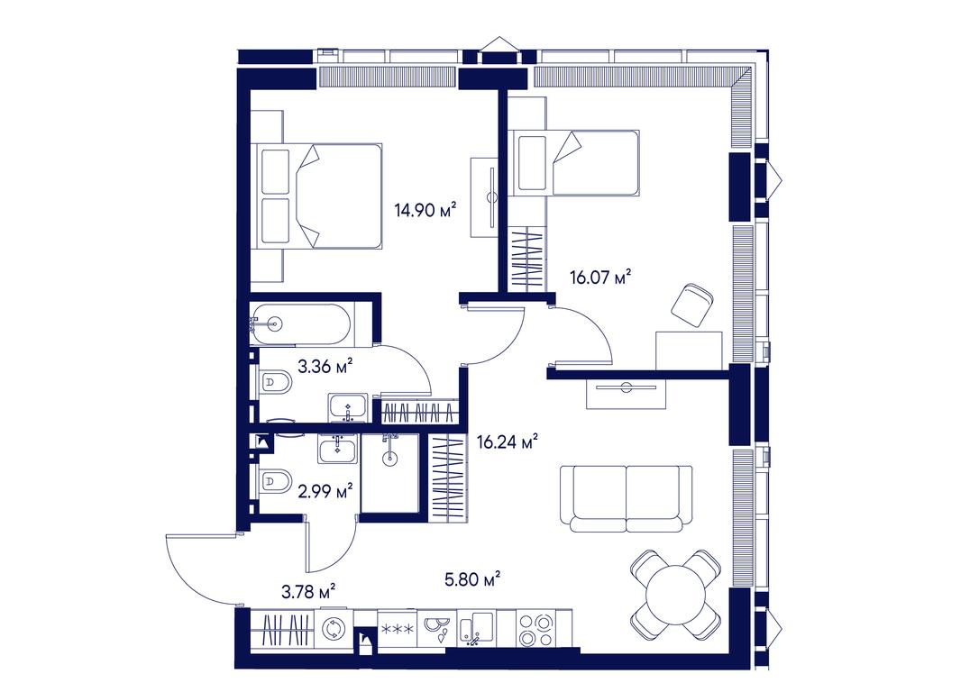 2-BD Apartment Sale, 63.14 sq. m. at Jois, 3rd Silikatny Drive, 10, Moscow, Russia #1 2-BD Apartment Sale, 63.14 sq. m. at Jois, 3rd Silikatny Drive, 10, Moscow, Russia #1