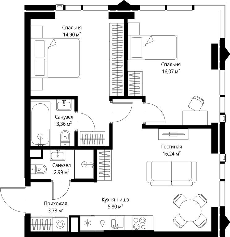 2-BD Apartment Sale, 63.14 sq. m. at Jois, 3rd Silikatny Drive, 10, Moscow, Russia #2 2-BD Apartment Sale, 63.14 sq. m. at Jois, 3rd Silikatny Drive, 10, Moscow, Russia #2