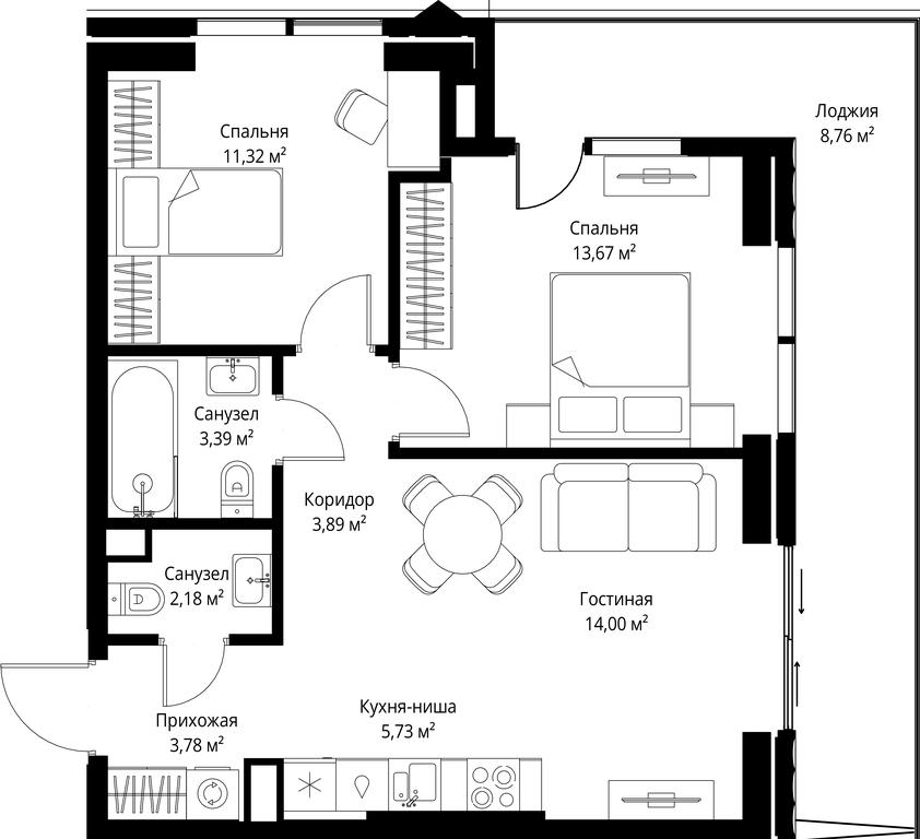 2-BD Apartment Sale, 66.72 sq. m. at Jois, 3rd Silikatny Drive, 10, Moscow, Russia #2