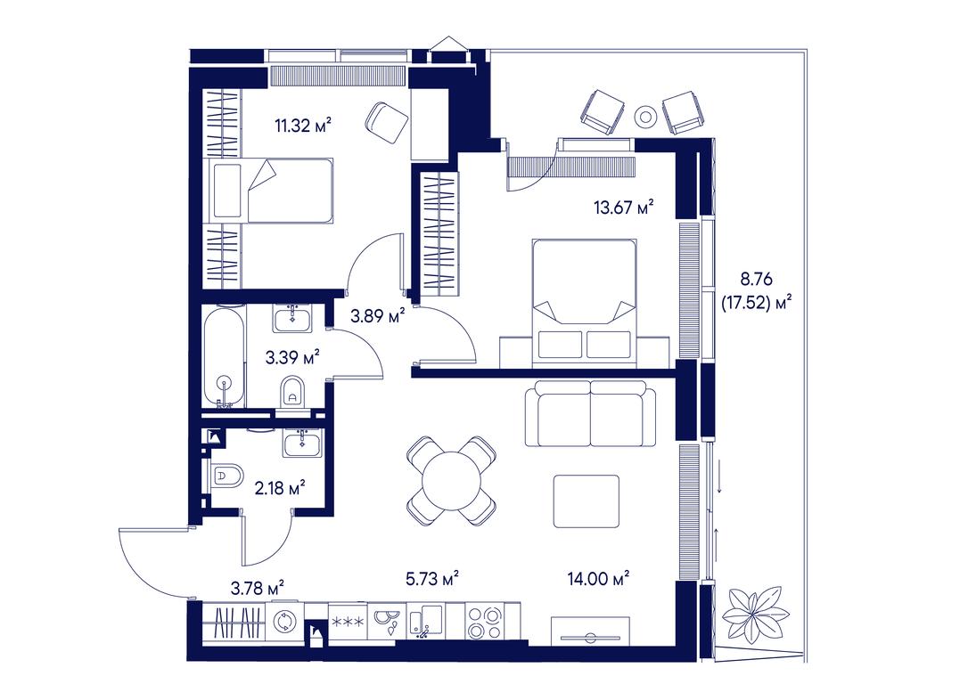 2-BD Apartment Sale, 66.72 sq. m. at Jois, 3rd Silikatny Drive, 10, Moscow, Russia #1
