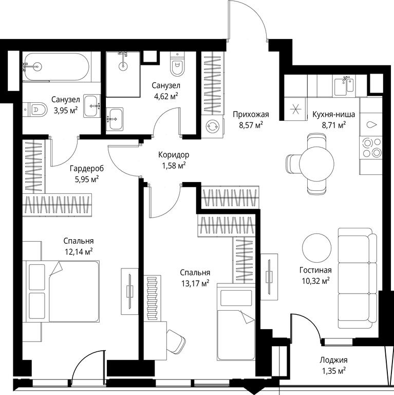 2-BD Apartment Sale, 70.36 sq. m. at Jois, 3rd Silikatny Drive, 10, Moscow, Russia #2 2-BD Apartment Sale, 70.36 sq. m. at Jois, 3rd Silikatny Drive, 10, Moscow, Russia #2