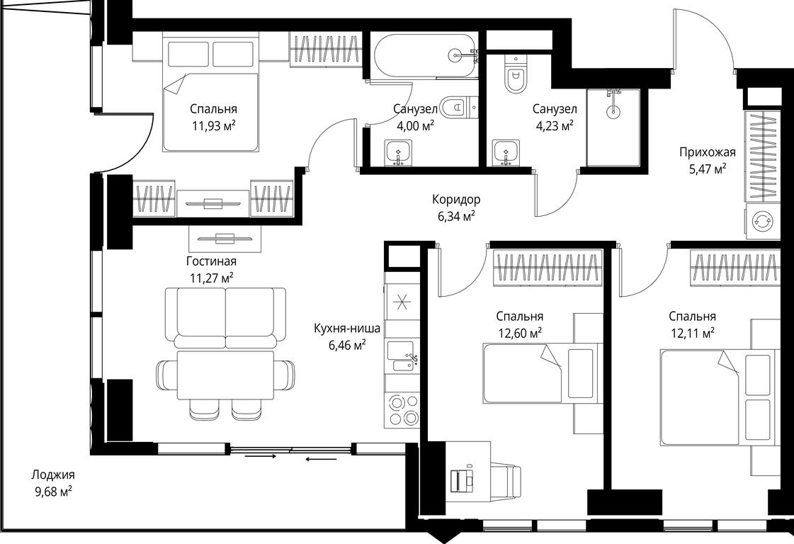 3-BD Apartment Sale, 84.09平方米 at Jois, 3rd Silikatny Drive, 10, Moscow, Russia #2 3-BD Apartment Sale, 84.09平方米 at Jois, 3rd Silikatny Drive, 10, Moscow, Russia #2