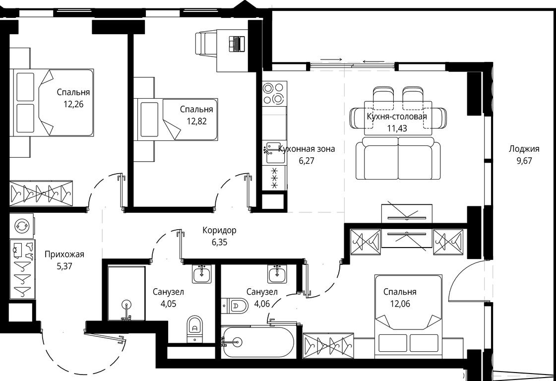 3-BD Apartment Sale, 84.75 sq. m. at Jois, 3rd Silikatny Drive, 10, Moscow, Russia #1