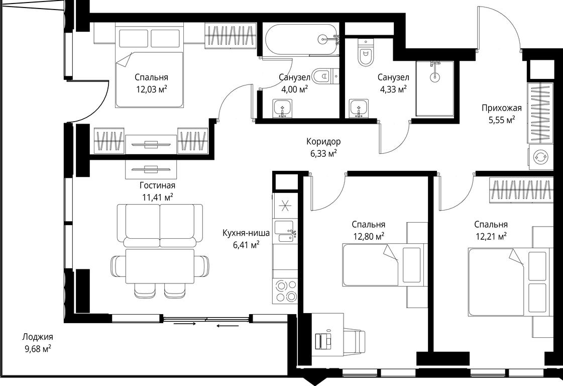 3-BD Apartment Sale, 84.75 sq. m. at Jois, 3rd Silikatny Drive, 10, Moscow, Russia #2