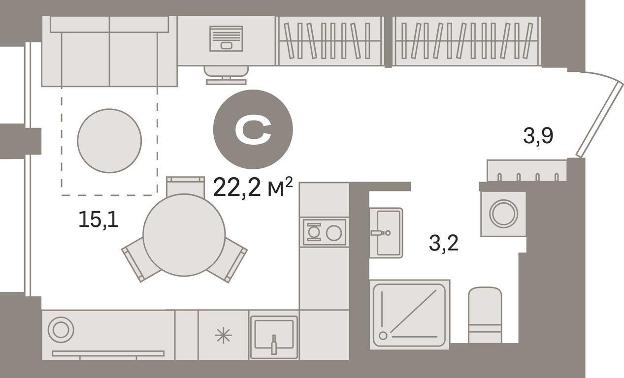 Apartment Sale, 22.2平方米 at Kvartal Gercena, zhiloy kompleks Kvartal Gertsena, Moscow, Russia #1