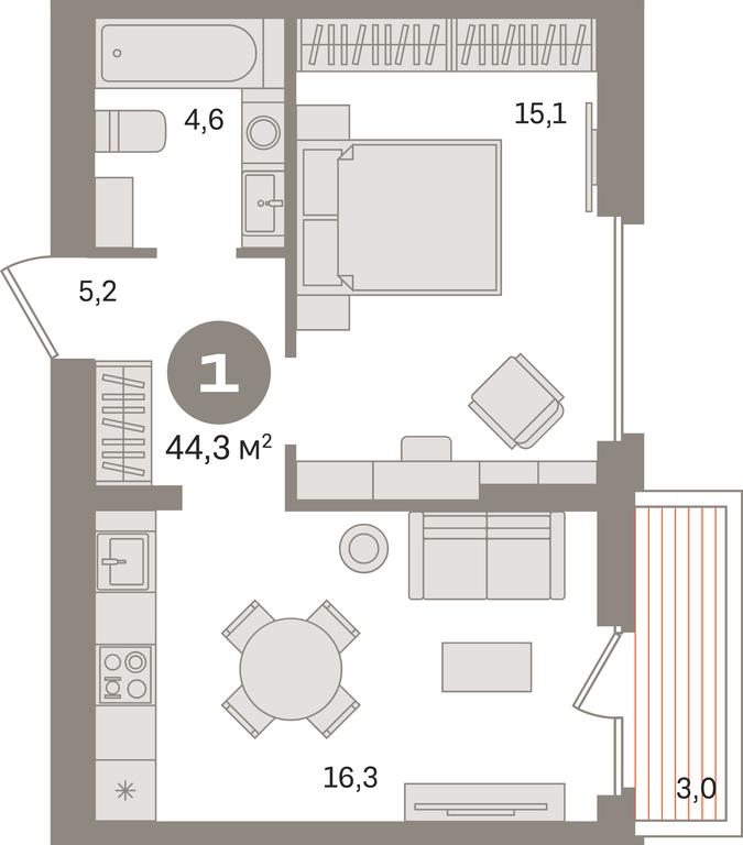 1-BD Apartment Sale, 44.3 sq. m. at Pervy kvartal, Kalinovaya ulitsa, derevnya Sapronovo, Leninskiy City District, Moscow Region, Russia #1 1-BD Apartment Sale, 44.3 sq. m. at Pervy kvartal, Kalinovaya ulitsa, derevnya Sapronovo, Leninskiy City District, Moscow Region, Russia #1