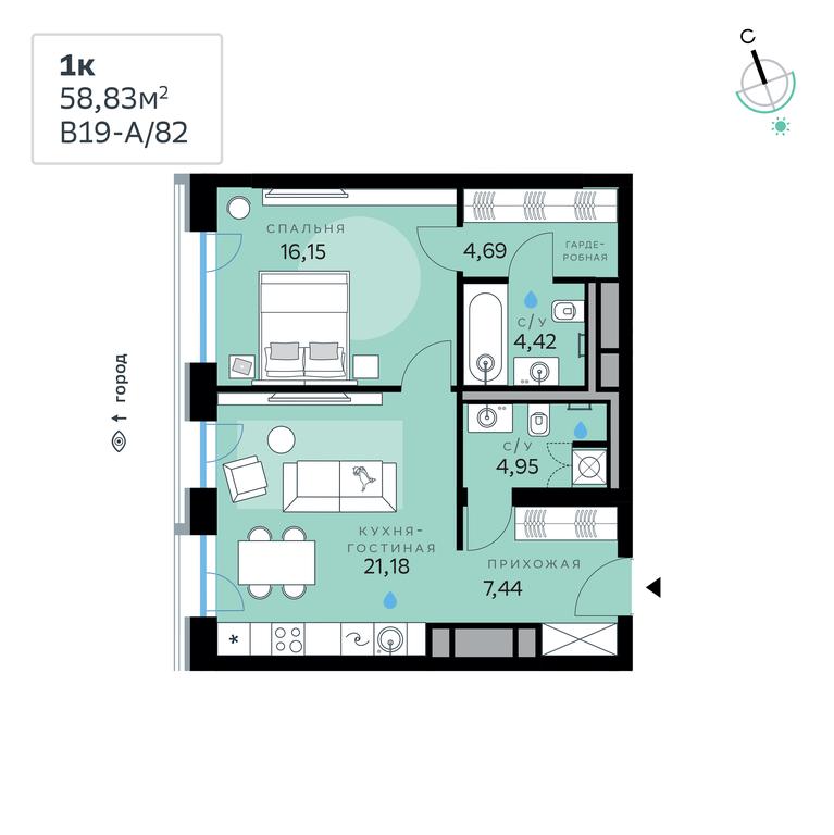 1-BD Apartment Sale, 58.83 sq. m. at SberCity, zhiloy kompleks Sbersiti, Rublyovo-Arkhangelskoye Microdistrict, Moscow, Russia #1 1-BD Apartment Sale, 58.83 sq. m. at SberCity, zhiloy kompleks Sbersiti, Rublyovo-Arkhangelskoye Microdistrict, Moscow, Russia #1