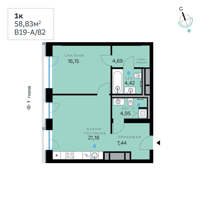 1-BD Apartment Sale, 58.83 sq. m. at SberCity, zhiloy kompleks Sbersiti, Rublyovo-Arkhangelskoye Microdistrict, Moscow, Russia #2 1-BD Apartment Sale, 58.83 sq. m. at SberCity, zhiloy kompleks Sbersiti, Rublyovo-Arkhangelskoye Microdistrict, Moscow, Russia #2