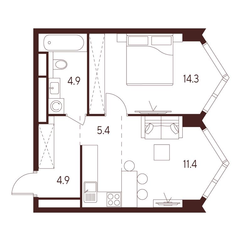 1-BD Apartment Sale, 40.9 sq. m. at INDY TOWERS (Indi Tauerz), Kuusinen Street, Moscow, Russia #1 1-BD Apartment Sale, 40.9 sq. m. at INDY TOWERS (Indi Tauerz), Kuusinen Street, Moscow, Russia #1
