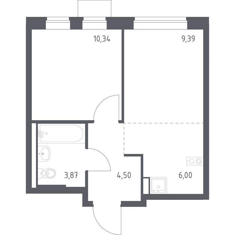 Apartment Sale, 34.1平方米 at Podolskie Kvartaly, zhiloy kompleks Podolskiye Kvartaly, Ryazanovskoe Settlement, Moscow, Russia #1