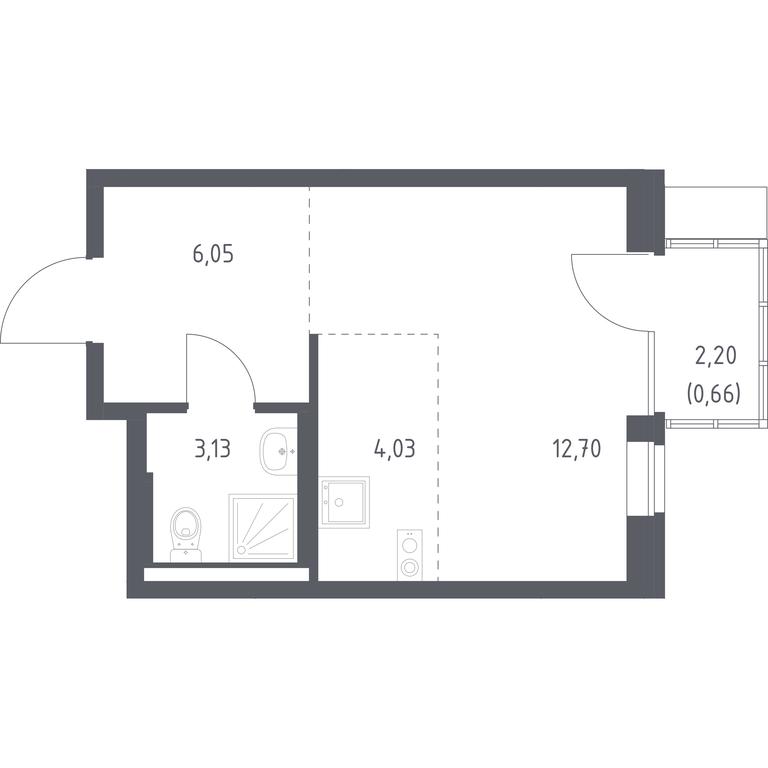 Apartment Sale, 26.57平方米 at Podolskie Kvartaly, zhiloy kompleks Podolskiye Kvartaly, Ryazanovskoe Settlement, Moscow, Russia #1