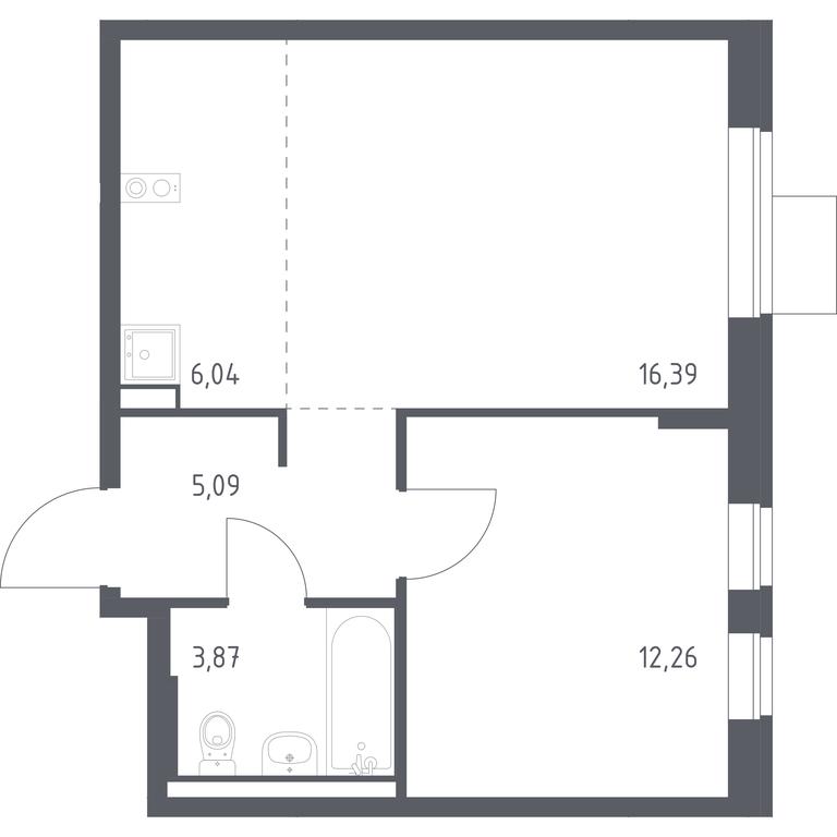Apartment Sale, 43.65平方米 at Podolskie Kvartaly, zhiloy kompleks Podolskiye Kvartaly, Ryazanovskoe Settlement, Moscow, Russia #1
