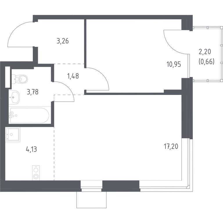 Apartment Sale, 41.46平方米 at Podolskie Kvartaly, zhiloy kompleks Podolskiye Kvartaly, Ryazanovskoe Settlement, Moscow, Russia #1