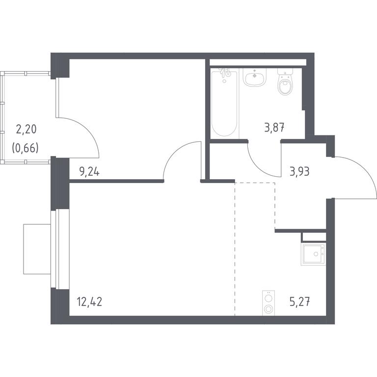 Apartment Sale, 35.39平方米 at Podolskie Kvartaly, zhiloy kompleks Podolskiye Kvartaly, Ryazanovskoe Settlement, Moscow, Russia #1