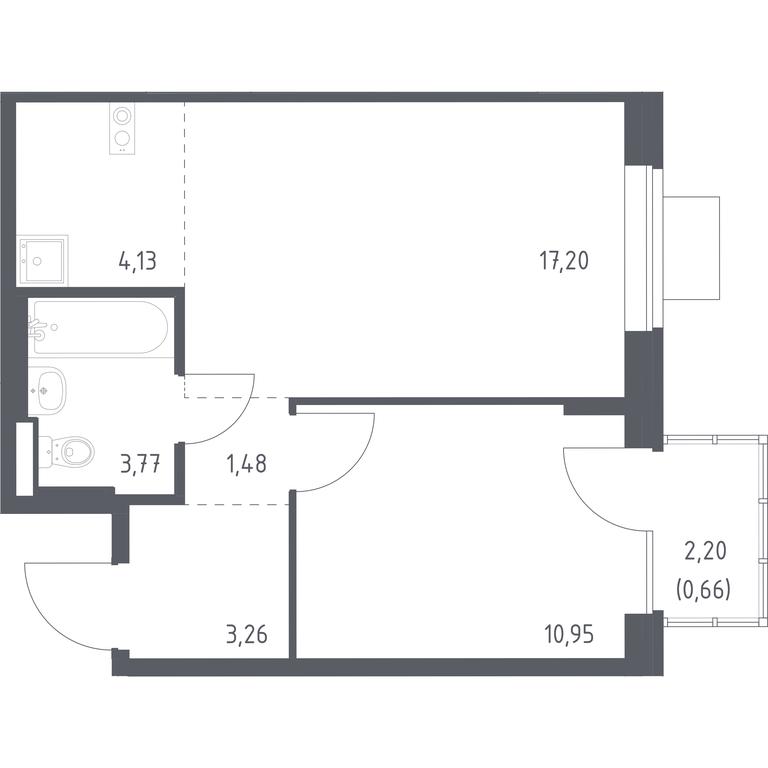Apartment Sale, 41.45平方米 at Podolskie Kvartaly, zhiloy kompleks Podolskiye Kvartaly, Ryazanovskoe Settlement, Moscow, Russia #1
