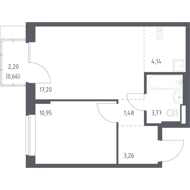Apartment Sale, 41.46平方米 at Podolskie Kvartaly, zhiloy kompleks Podolskiye Kvartaly, Ryazanovskoe Settlement, Moscow, Russia #1