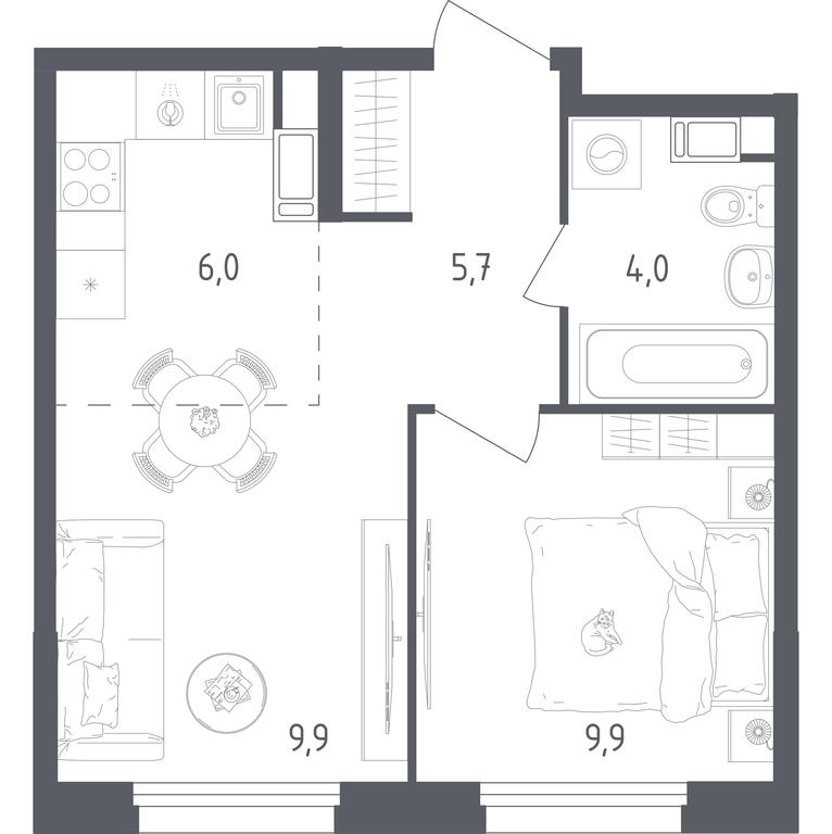 Apartment Sale, 35.5 sq. m. at Olhovy Kvartal, 5-ya ulitsa Lesnyye Polyany, posyolok Gazoprovod, Sosenskoye Settlement, Moscow, Russia #1