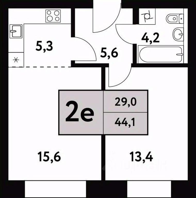 1-BD Apartment Sale, 44.1平方米 at Festival park-2, Festivalnaya Street, Moscow, Russia #1 1-BD Apartment Sale, 44.1平方米 at Festival park-2, Festivalnaya Street, Moscow, Russia #1
