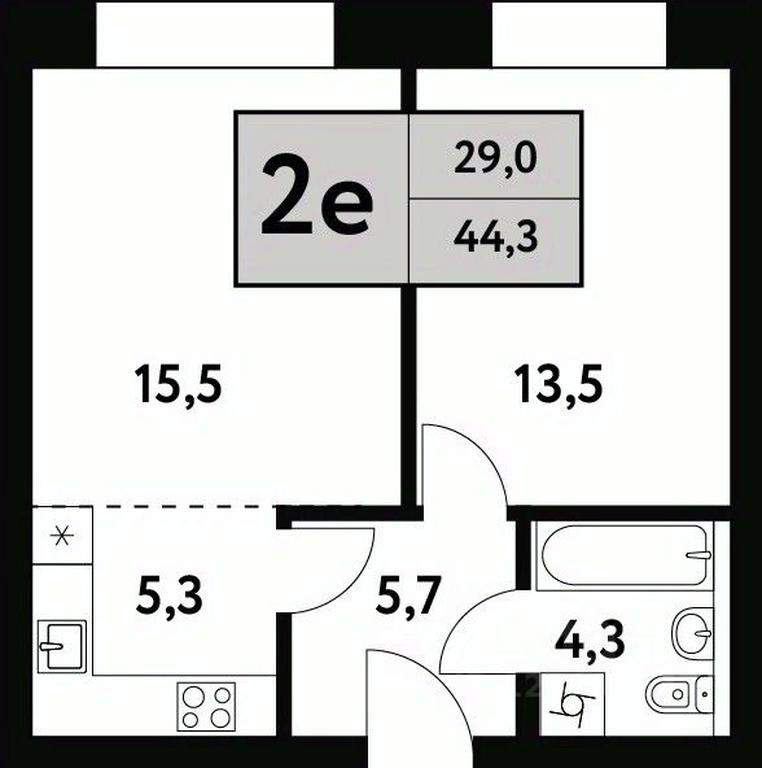 1-BD Apartment Sale, 44.3平方米 at Festival park-2, Festivalnaya Street, Moscow, Russia #1 1-BD Apartment Sale, 44.3平方米 at Festival park-2, Festivalnaya Street, Moscow, Russia #1