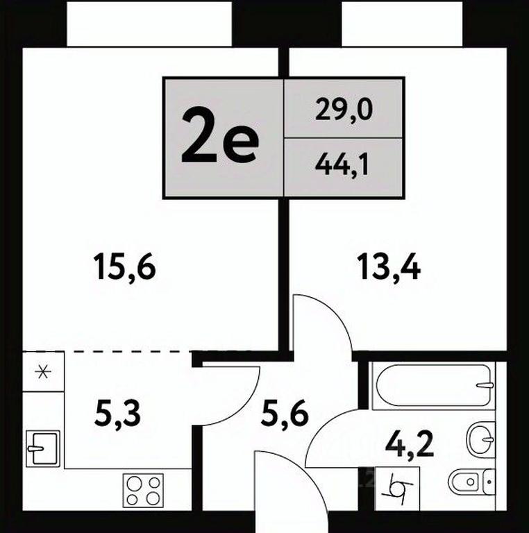 1-BD Apartment Sale, 44.1 sq. m. at Festival park-2, Festivalnaya Street, Moscow, Russia #1