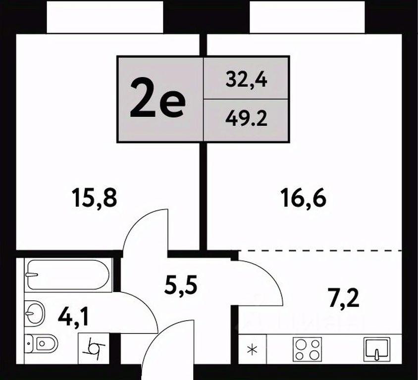 1-BD Apartment Sale, 49.2平方米 at Festival park-2, Festivalnaya Street, Moscow, Russia #1 1-BD Apartment Sale, 49.2平方米 at Festival park-2, Festivalnaya Street, Moscow, Russia #1