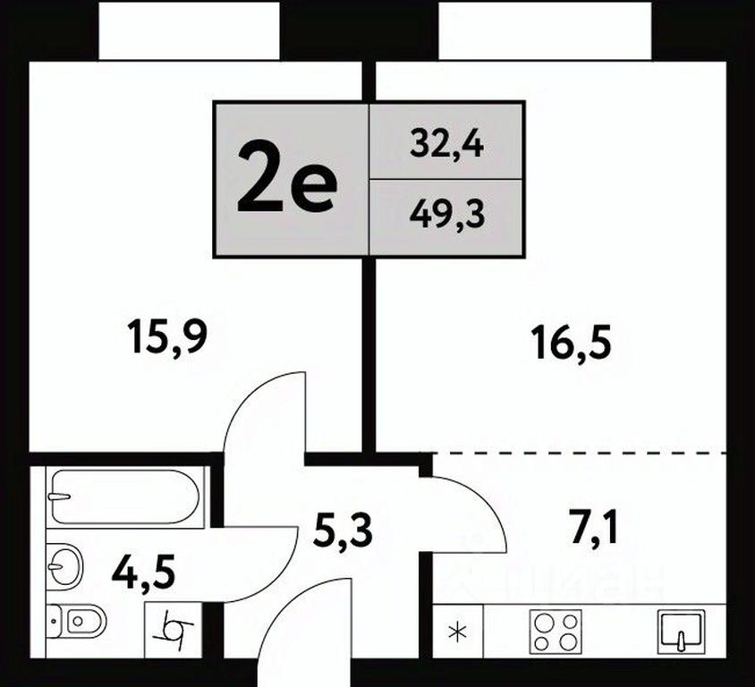 1-BD Apartment Sale, 49.3平方米 at Festival park-2, Festivalnaya Street, Moscow, Russia #1 1-BD Apartment Sale, 49.3平方米 at Festival park-2, Festivalnaya Street, Moscow, Russia #1