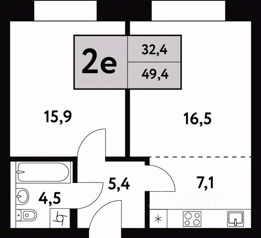 1-BD Apartment Sale, 49.4平方米 at Festival park-2, Festivalnaya Street, Moscow, Russia #1 1-BD Apartment Sale, 49.4平方米 at Festival park-2, Festivalnaya Street, Moscow, Russia #1