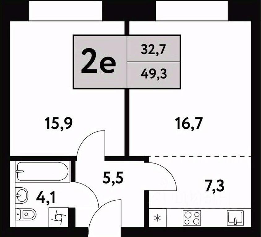 1-BD Apartment Sale, 49.3 sq. m. at Festival park-2, Festivalnaya Street, Moscow, Russia #1