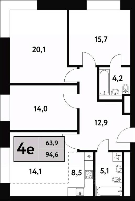 3-BD Apartment Sale, 94.6平方米 at Festival park-2, Festivalnaya Street, Moscow, Russia #1 3-BD Apartment Sale, 94.6平方米 at Festival park-2, Festivalnaya Street, Moscow, Russia #1
