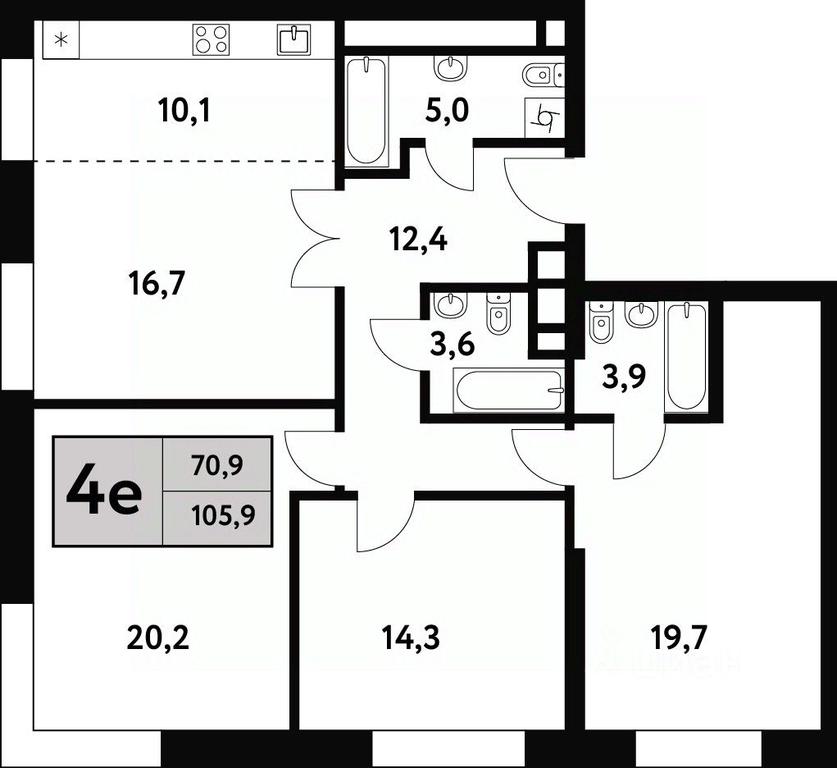 3-BD Apartment Sale, 105.9 sq. m. at Festival park-2, Festivalnaya Street, Moscow, Russia #1