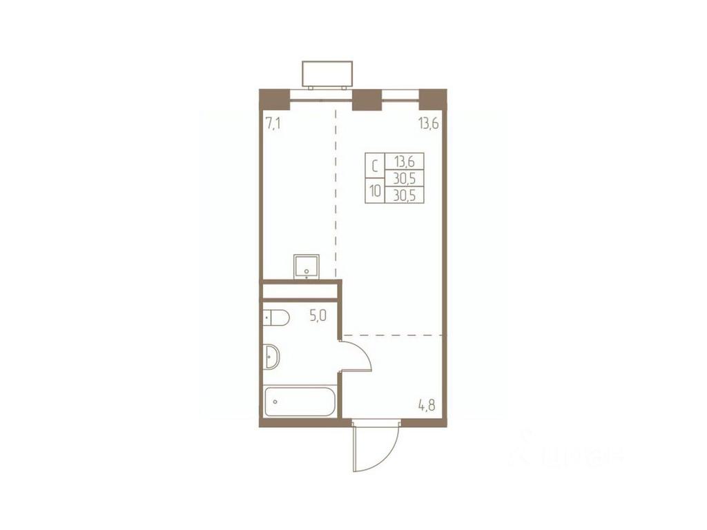 Apartment Sale, 30.5平方米 at Fabrikant, 2-y Fabrichny proyezd, Pushkino, Moscow Region, Russia #1