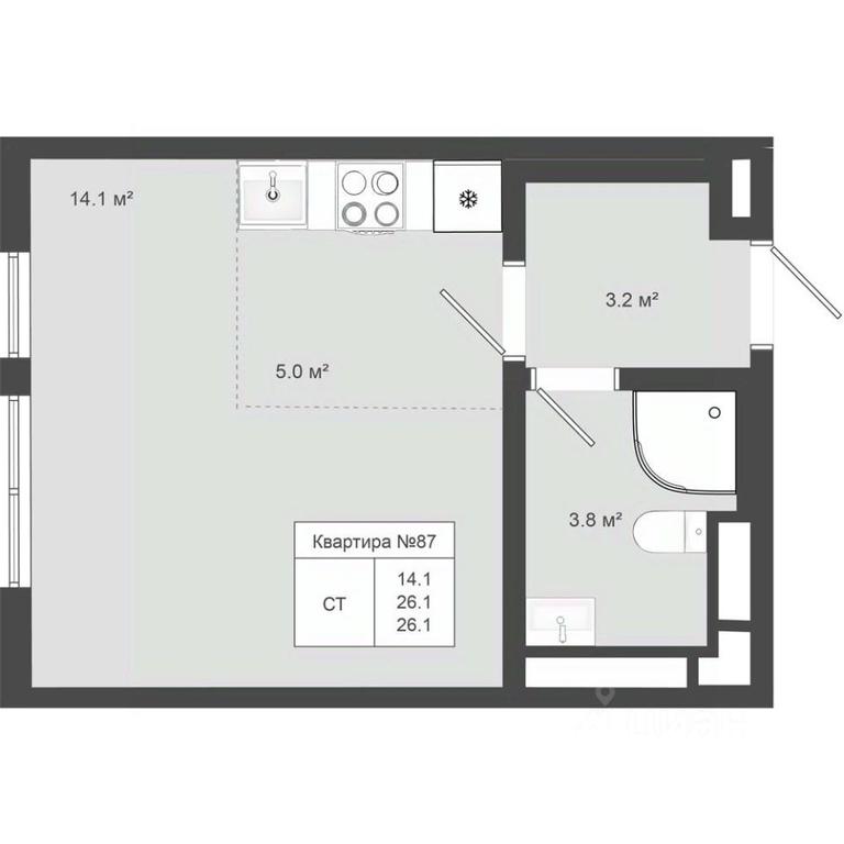 Apartment Sale, 26.1 sq. m. at Iakovlevo, ZhK Yakovlevo, kvartal № 145, Troitsk District, Moscow, Russia #1