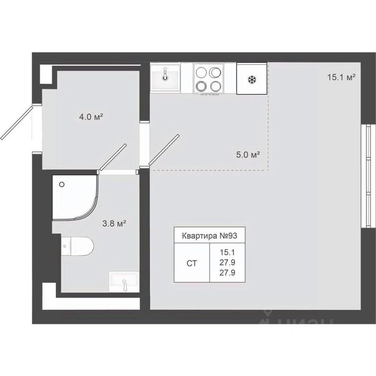 Apartment Sale, 27.9平方米 at Iakovlevo, ZhK Yakovlevo, kvartal № 145, Troitsk District, Moscow, Russia #1