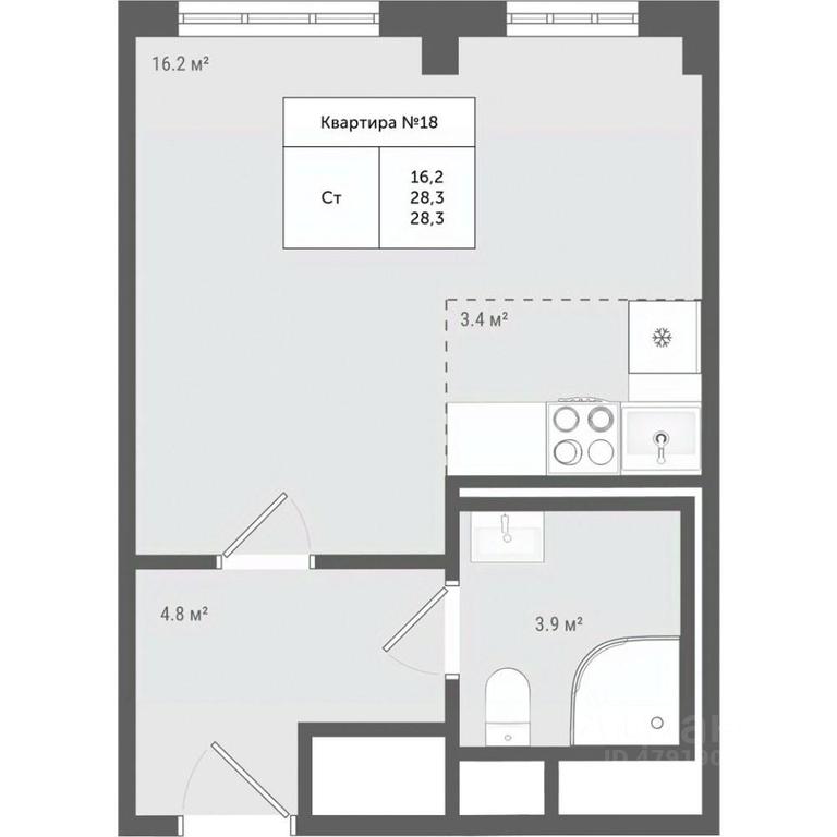 Apartment Sale, 28.3 sq. m. at Iakovlevo, ZhK Yakovlevo, kvartal № 145, Troitsk District, Moscow, Russia #1