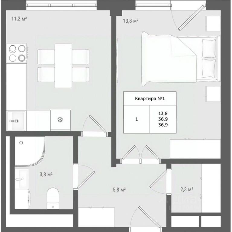 Apartment Sale, 36.9 sq. m. at Iakovlevo, ZhK Yakovlevo, kvartal № 145, Troitsk District, Moscow, Russia #1