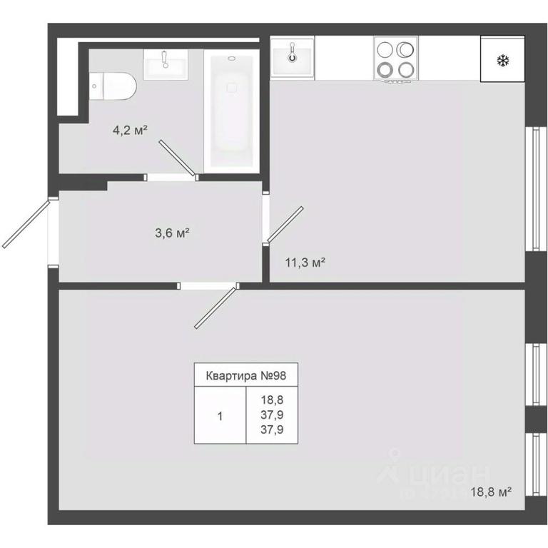 Apartment Sale, 37.9平方米 at Iakovlevo, ZhK Yakovlevo, kvartal № 145, Troitsk District, Moscow, Russia #1 Apartment Sale, 37.9平方米 at Iakovlevo, ZhK Yakovlevo, kvartal № 145, Troitsk District, Moscow, Russia #1