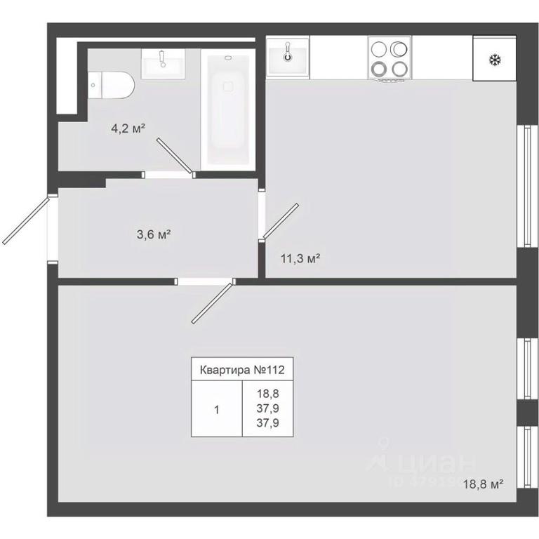 Apartment Sale, 37.9平方米 at Iakovlevo, ZhK Yakovlevo, kvartal № 145, Troitsk District, Moscow, Russia #1 Apartment Sale, 37.9平方米 at Iakovlevo, ZhK Yakovlevo, kvartal № 145, Troitsk District, Moscow, Russia #1